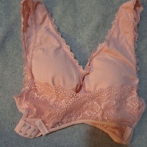 Pink Lace Bralette Push Up Soft Lace